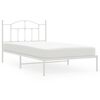 vidaXL Metalni okvir za krevet s uzglavljem bijeli 107x203 cm