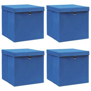 vidaXL Kutije za pohranu s poklopcima 4 kom plave 32x32x32 cm tkanina