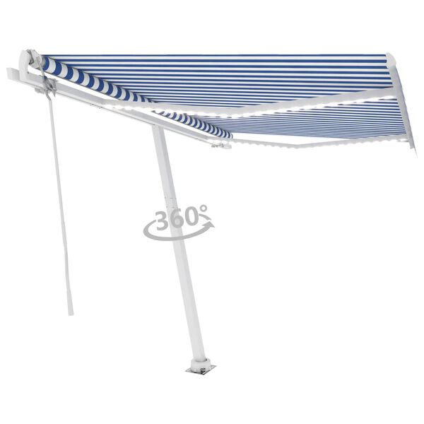 vidaXL Automatska tenda sa senzorom LED 300x250 cm plavo-bijela
