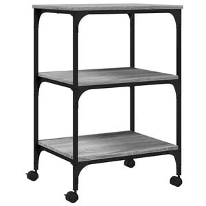 vidaXL Stalak za pisač s 3 razine siva boja hrasta 50x41x75 cm drveni