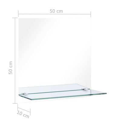 vidaXL Zidno ogledalo s policom 50 x 50 cm od kaljenog stakla