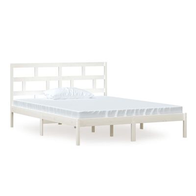 vidaXL Okvir za krevet od masivnog drva bijeli 150 x 200 cm veliki