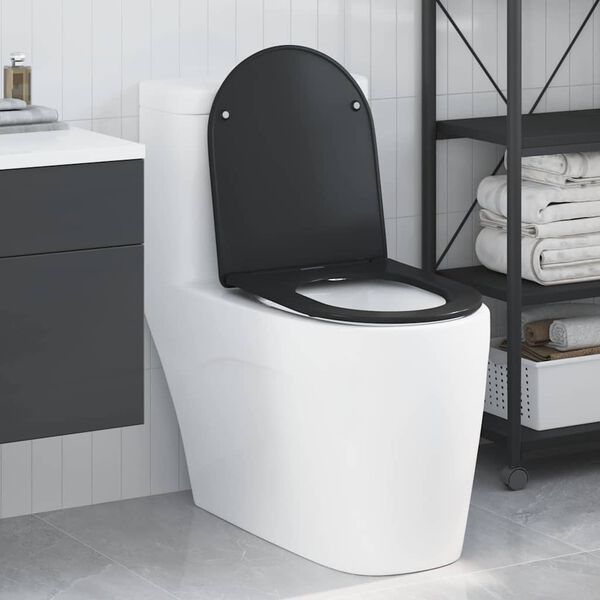 vidaXL Sjedalo za wc s brzim zatvaranjem Crna 44 x 36.4 x 3.4 cm