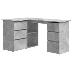 vidaXL Kutni radni stol boja betona 145x100x76 cm konstruirano drvo
