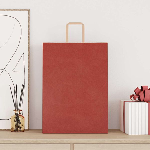 vidaXL Papirnate vrećice 250 kom s ručkama crvene 32x17x44 cm