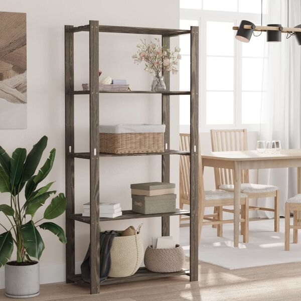 vidaXL Stalak za pohranu 5 razina sivi 80x38x170 cm masivna borovina