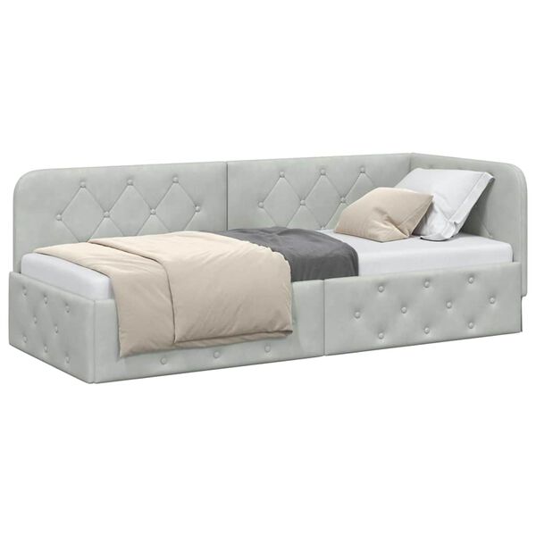 vidaXL Kutni okvir kreveta Svijetlo siva 80 x 200 cm Baršun