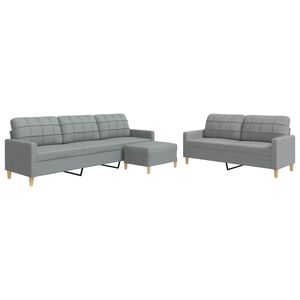 vidaXL 3-dijelni set sofa s tabureom svjetlosivi od tkanine