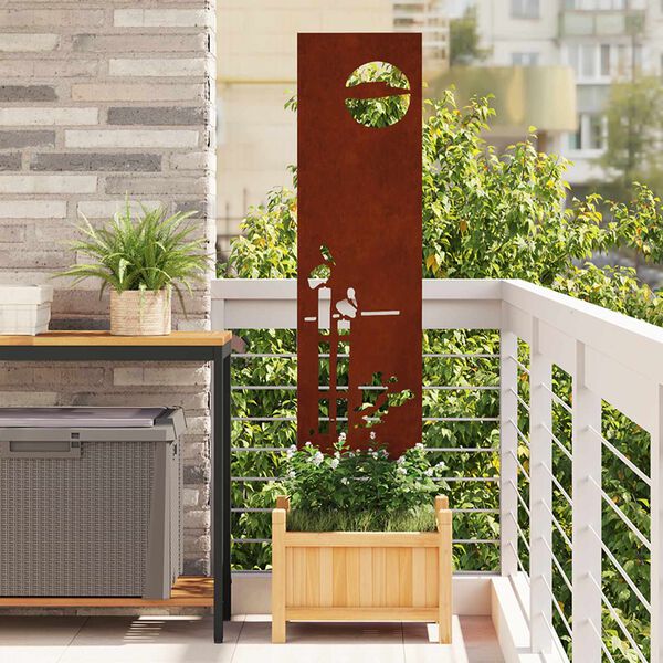 vidaXL Privatnost u vrtu Rezbarija Rđa 32 x 140 cm