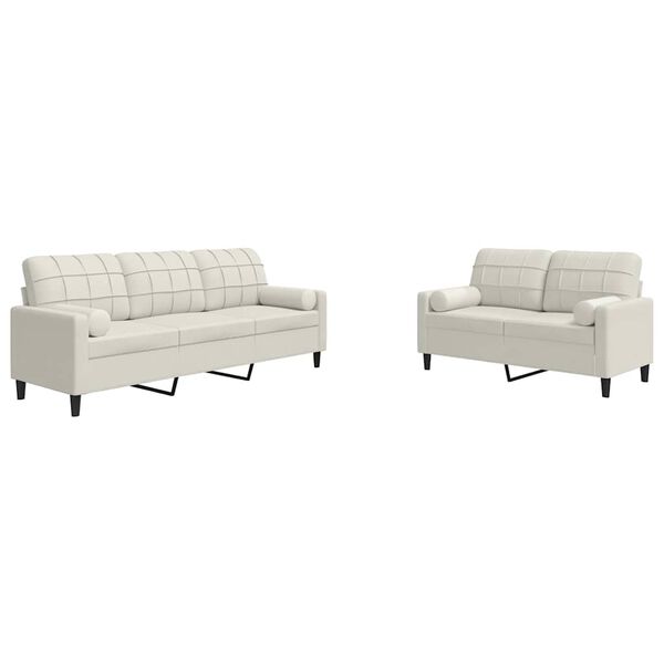 vidaXL 2-dijelni set sofa s jastucima krem bar&scaron;unasti
