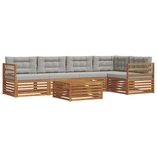 vidaXL Set vanjskih sofa s jastukom 6 pcs Prirodna i svijetlo siva