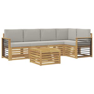 vidaXL Set vanjskih sofa 6 kom. Bijela i svjetlosiva Poliester