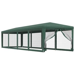 vidaXL &Scaron;ator za zabave s 10 mrežastih bočnih zidova zeleni 3x12 m HDPE