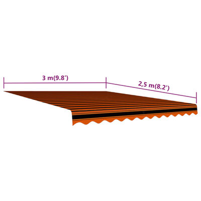 vidaXL Platno za tendu narančasto-smeđe 300 x 250 cm