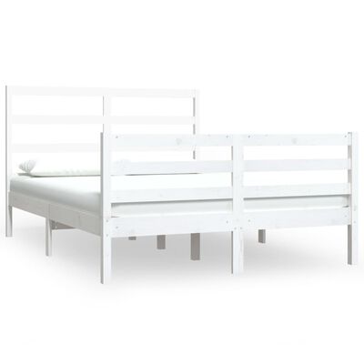 vidaXL Okvir za krevet masivna borovina bijeli 135x190 cm bračni