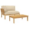 vidaXL Set sofe s jastukom Jednobojno 2 pcs Bež Čvrsto drvo akacije