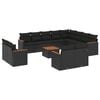 vidaXL 13-dijelni set vrtnih sofa s jastucima poliratan crni