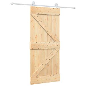 vidaXL Klizna vrata 90 x 210 cm Masivna borovina Prirodna i bijela