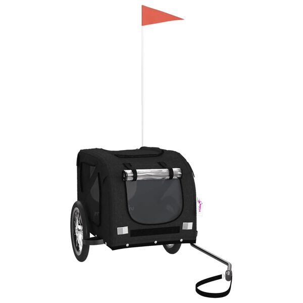 vidaXL Prikolica za bicikl za ljubimce crna od tkanine i željeza