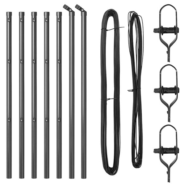 vidaXL Stup za ogradu 7 pcs Siva Čelik