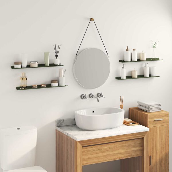 vidaXL Lebdeća polica 4 pcs Maslinasto zelena 60 x 9 x 2,5 cm Čelik