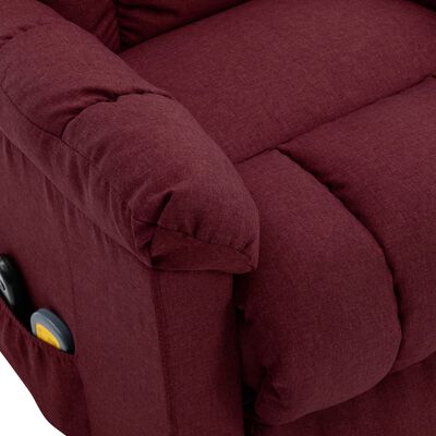 vidaXL Masažna fotelja na podizanje od tkanine crvena boja vina