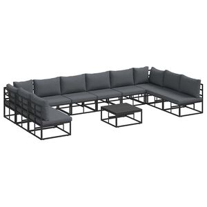 vidaXL Sjedeća garnitura za vrt 11 kom. Crna Aluminij