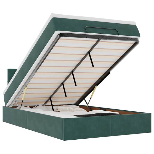 vidaXL Otomanski krevet s madracem tamnozeleni 120x200 cm baršunasti