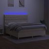 vidaXL Krevet box spring s madracem LED krem 160x200 cm od tkanine