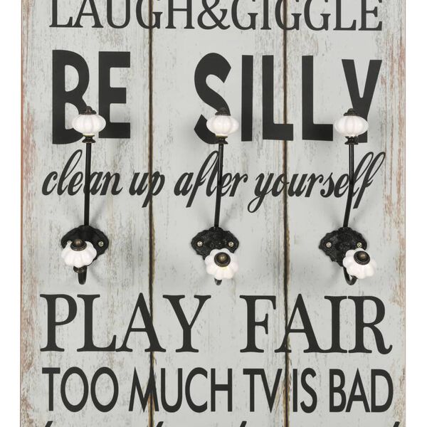 vidaXL Zidna vješalica za kapute sa 6 kuka "THANK YOU" 120 x 40 cm