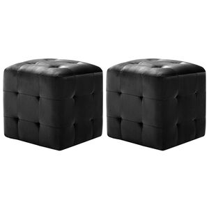 vidaXL Tabure 2 kom crni 30 x 30 x 30 cm od bar&scaron;unaste tkanine