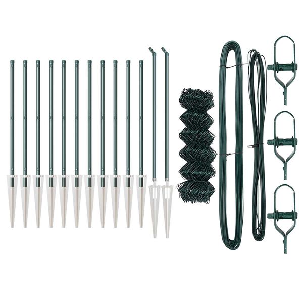 vidaXL Ograda od lanca s stupovima Zelena 0.8 x 25 m Čelik