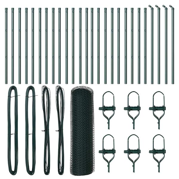 vidaXL Stup za ogradu Zelena 50 x 0,4 m (mrežasti 13 mm) Čelik i PVC