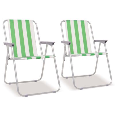 vidaXL Sklopive Stolice za Kampiranje 2 kom Zeleno Bijele Čelik 52x62x75 cm