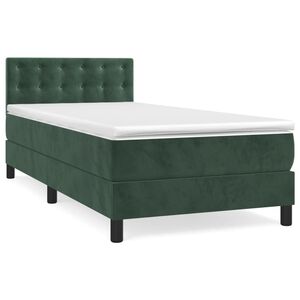 vidaXL Box spring krevet s madracem tamnozeleni 90x190 cm bar&scaron;unasti