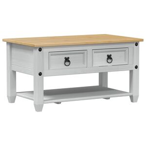 vidaXL Kava Stol s ladicama Bijelo 85 x 50 x 45 cm Čvrsto borovo drvo
