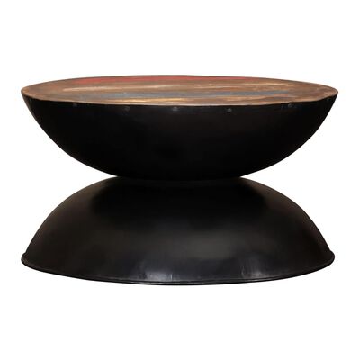 vidaXL Stolić za kavu od obnovljenog drva s crnom bazom 60x60x33 cm