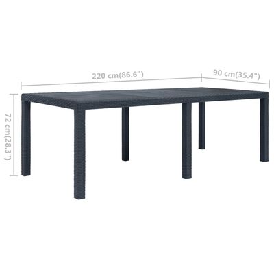 vidaXL Vrtni stol antracit 220 x 90 x 72 cm plastika s izgledom ratana