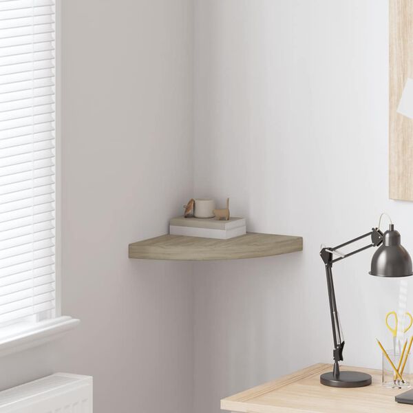 vidaXL Plutajuća kutna polica boja hrasta 35 x 35 x 3,8 cm MDF