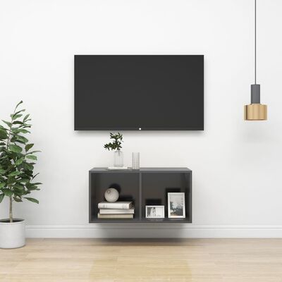 vidaXL Zidni TV ormarić sivi 37 x 37 x 72 cm od konstruiranog drva