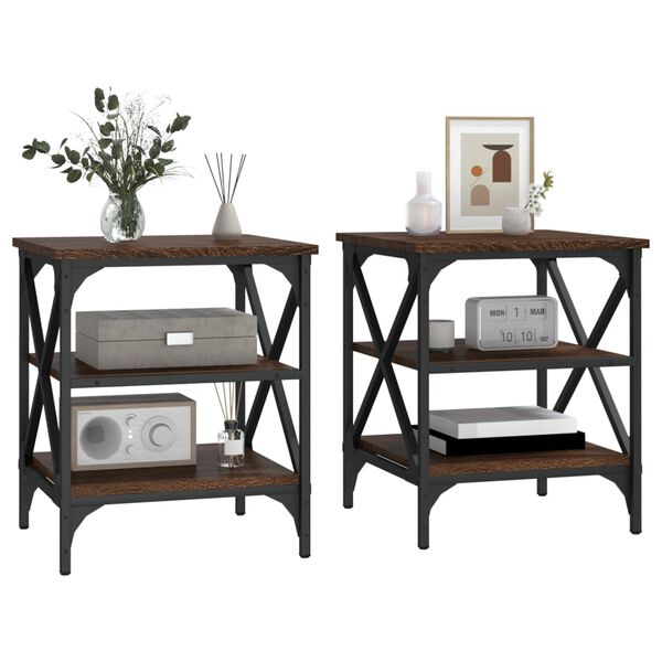 vidaXL Bočni stolići 2 kom Smeđi hrasta 40x42x50 cm konstruirano drvo