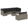 vidaXL 10-dijelni set vrtnih sofa od poliratana s jastucima sivi