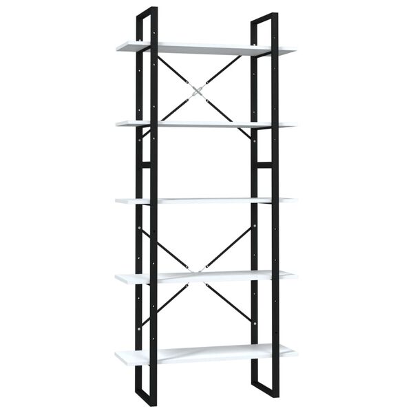 vidaXL Ormarić za knjige s 5 razina bijeli 80 x 30 x 175 cm drveni