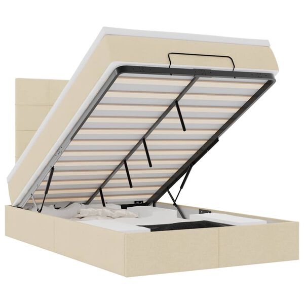vidaXL Otomanski okvir kreveta s madracem krem 120x200cm od tkanine