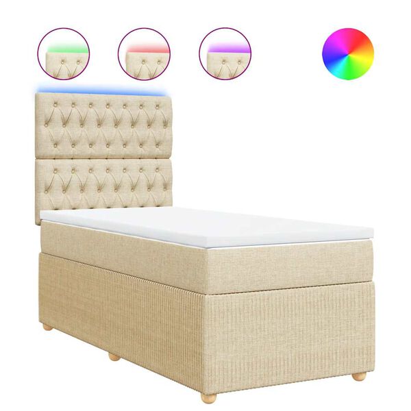 vidaXL Krevet s oprugama i madracem krem 90 x 190 cm od tkanine