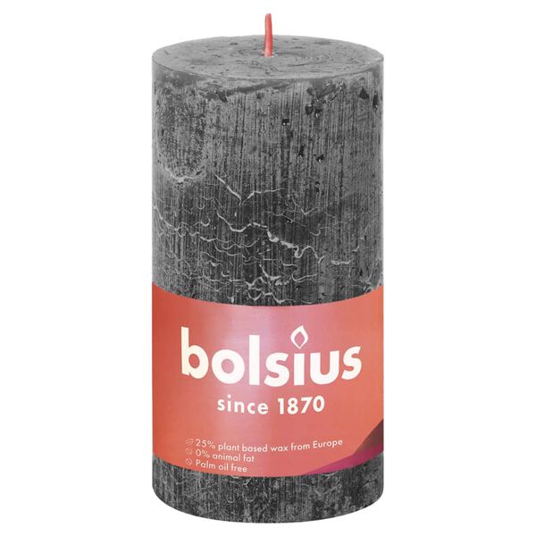 Bolsius rustične debele svijeće Shine 4 kom 130 x 68 mm oblačno sive