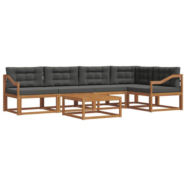 vidaXL Set vanjskih sofa s jastukom 6 pcs Prirodna i antracit