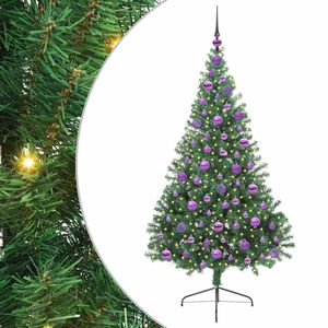 vidaXL Umjetno predsvijetljeno božićno drvce Zelena 180 cm PVC