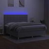 vidaXL Krevet box spring s madracem LED svjetlosivi 160x200 cm tkanina