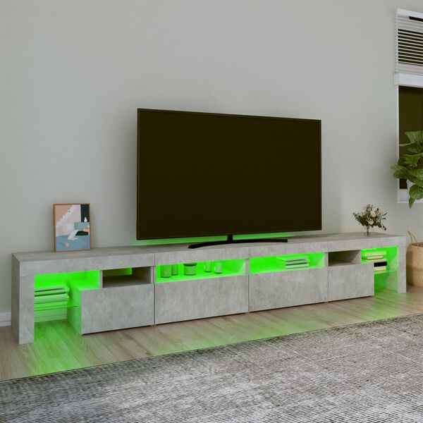 vidaXL TV ormarić s LED svjetlima siva boja betona 260x36,5x40 cm